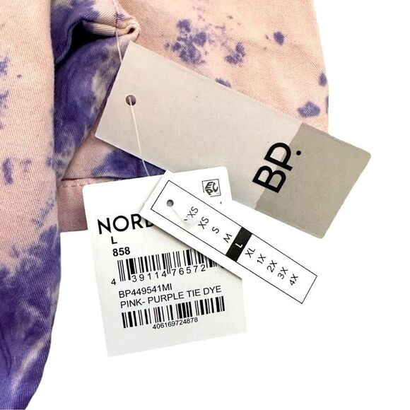 🌺 BP Nordstrom Tie Dye Pink & Purple Oversized Soft Button Down Shirt Size L NWT - Picture 7 of 11